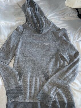 Hollister Gray Hooded Knit Sweater